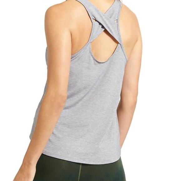 Athleta Yogini Tank Top XL Cross Back Studio to Street Wicking Gray Activewear - Picture 1 of 7
